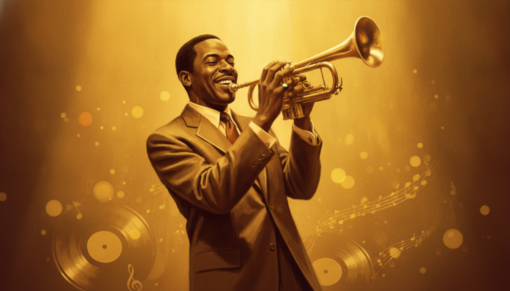 Stylized illustration of a jazz trumpeter evoking Louis Armstrong, namesake of the WordPress 7.0 release