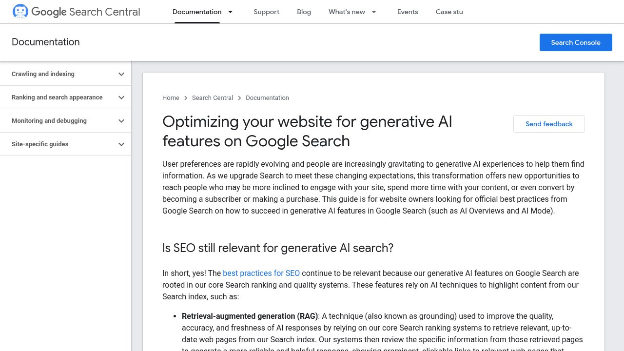 Google's official AI optimization guide page, Mythbusting generative AI search section